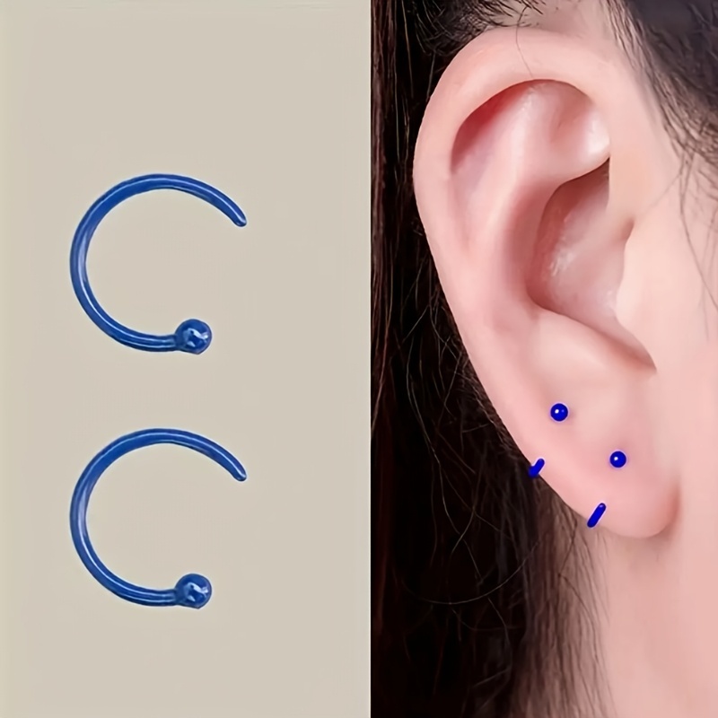 Macaron-Style Ceramic C-Shaped Stud Earrings Set